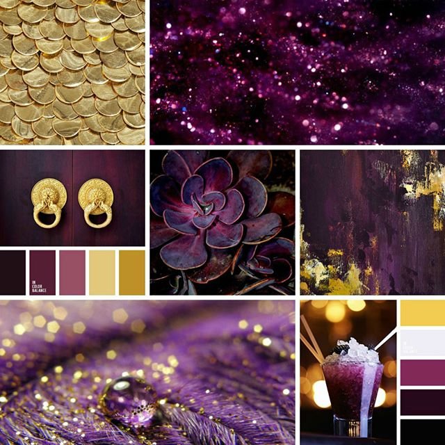 Plum and gold. Bold and sophisticated. ❤ View this color palette and more at pinterest.com/chantillypatino ✨✨✨ #colorinspiration #colorpalette #branddesign #branding #graphicdesign #logodesign #designer #color #colorful #vibrantcolors #mood #colorlove #colorlover #design #designers #ilovecolor #coloraddict #colorlovers #creativityfound #mycreativebiz #ilovecolor #colorcombination #coloroftheday #beautifulcolors #vibrantcolors #eggplant #purple #plum #gold